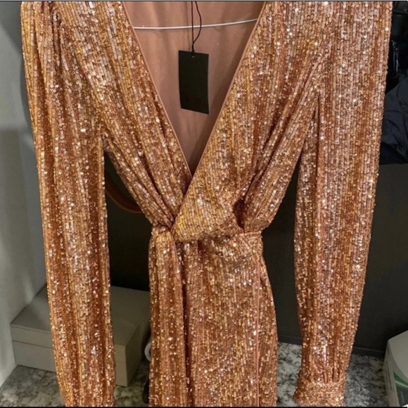 NWT rose gold SEQUIN NBD MINI DRESS - Picture 8 of 15